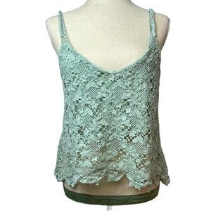Forever 21 Blue Lace Cropped Tank Top Size M – Boho Summer Festival Style lace
